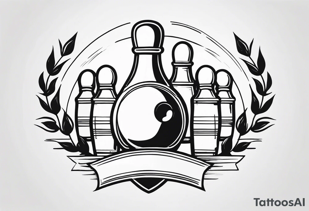 Bowling theme and family crest tattoo idea