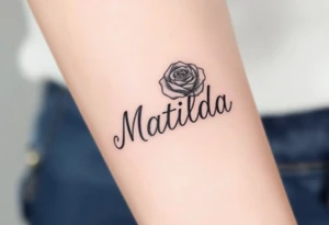 The name ‘Matilda’ in a rose tattoo idea