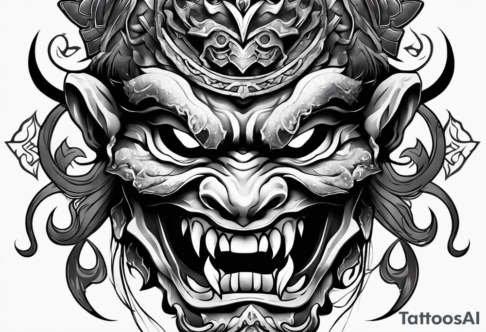 Undead oni mask tattoo idea