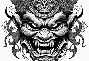 Undead oni mask tattoo idea