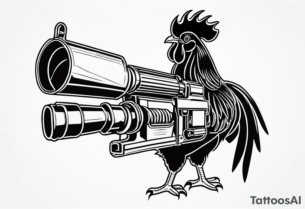 cartoon rooster holding a machine gun tattoo idea