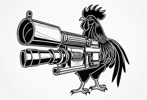cartoon rooster holding a machine gun tattoo idea