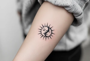 sunface (sunsign in aquarius) & moonface (moonsign in pisces) astrology / yang and yang / apple emojis inspired tattoo idea