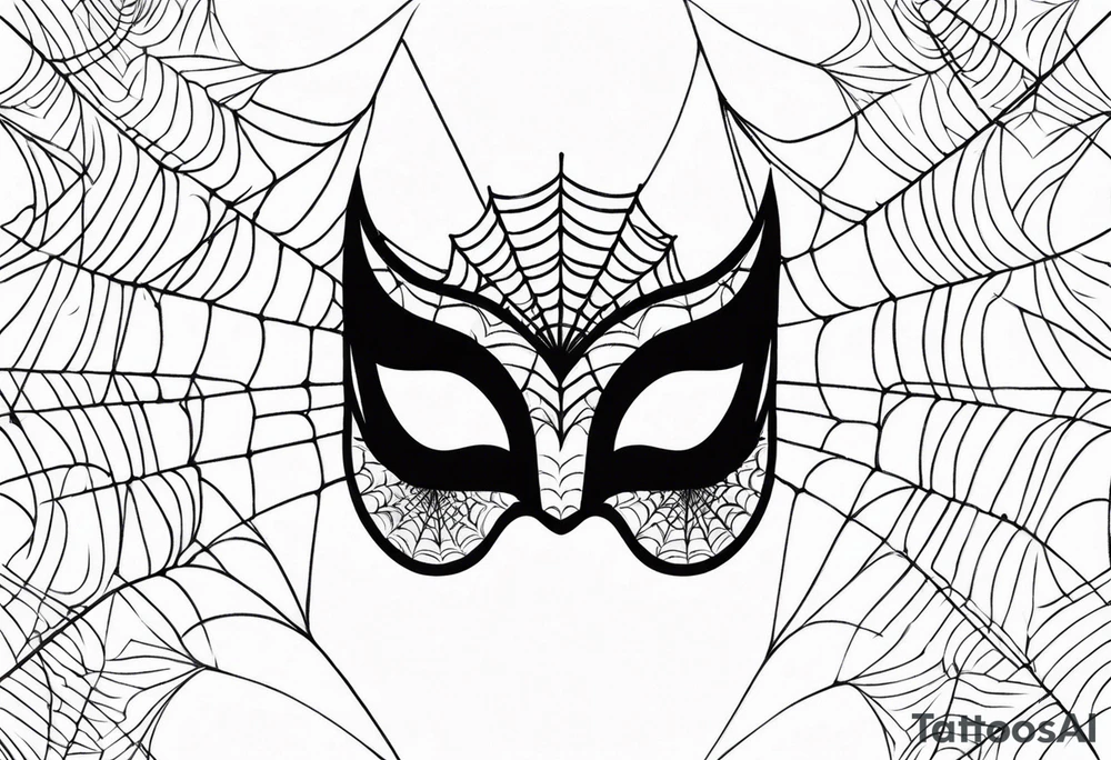 masquerade mask with spider webs tattoo idea