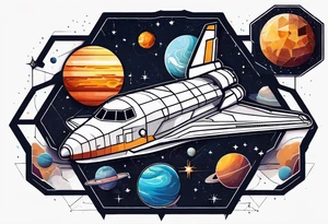 hexagon pattern solar system with a space shuttle tattoo idea