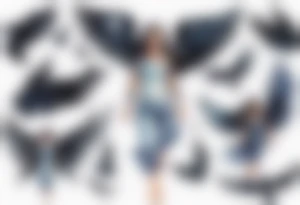 a beautiful 45 year old Dakota woman flying in the night sky with black wings and bare feet tattoo idea