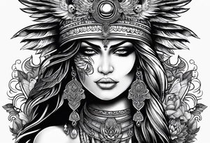 kali, goddess pirate, pachamama, warrior, skull, lotus, wing, eagle tattoo idea