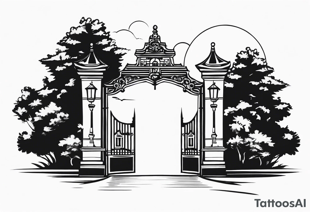 town gate vector tattoo idea