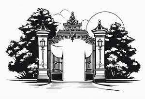 town gate vector tattoo idea