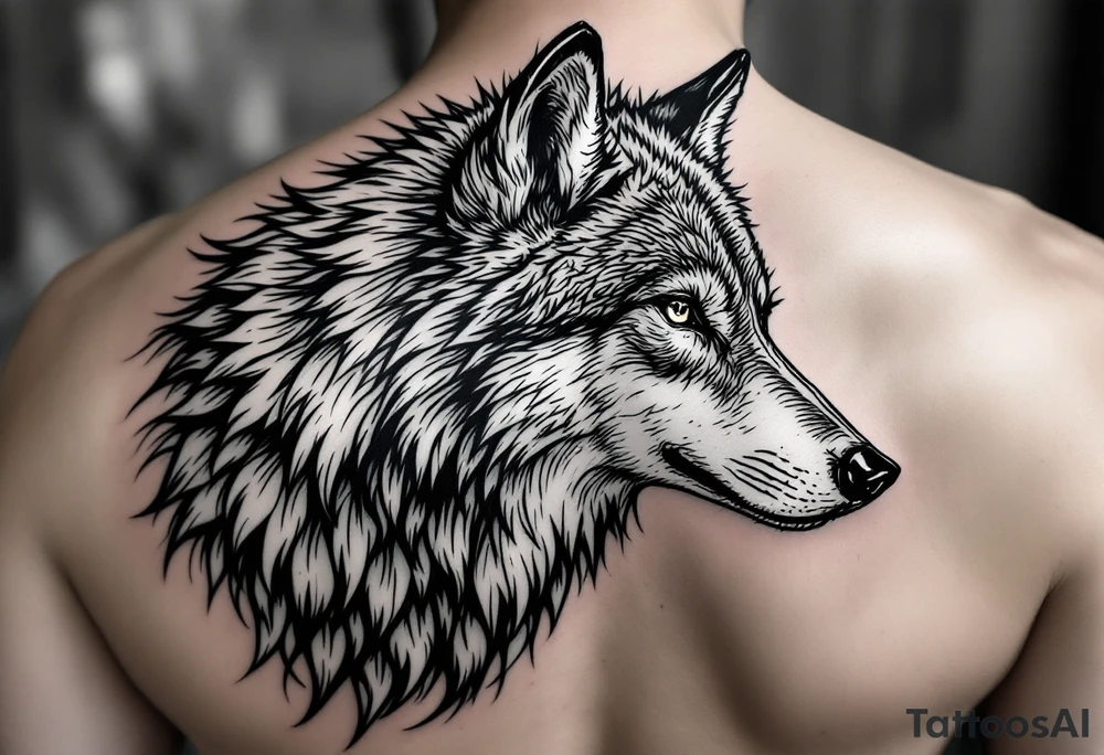 mongolian grey wolf tattoo idea