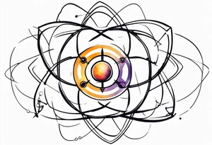 quantum atom with spiritual elements tattoo idea