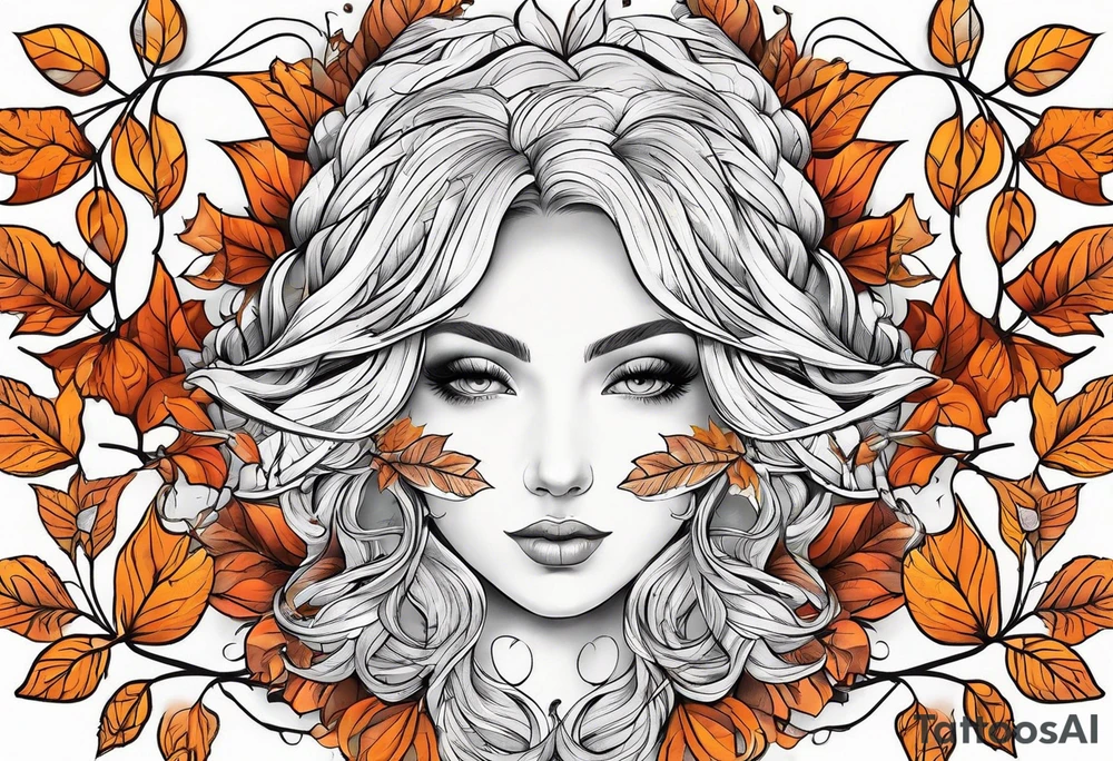 Res gold and orange autumn leaves tattoo idea