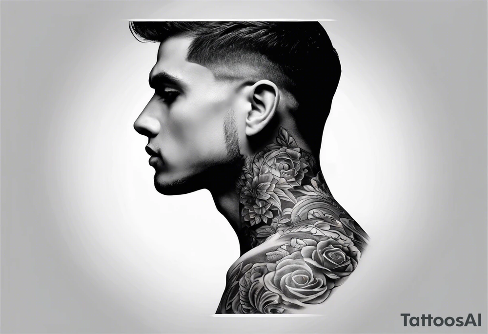 mens 
neck sleeve tattoo idea