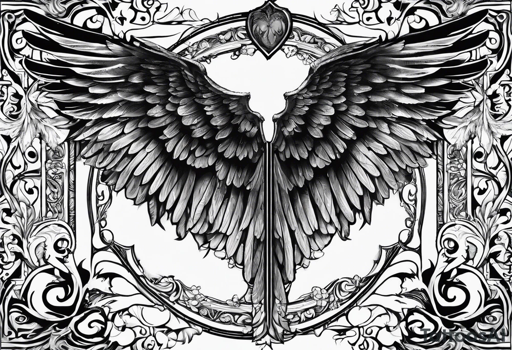 Angel Wings with the word Glenn in between tattoo idea Angel Wings with the word Glenn in between tattoo idea