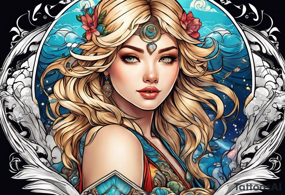 Most beautiful petite golden haired girl getting beamed down to earth from the mother ship tattoo idea
