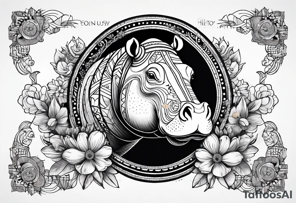 Hippo, flowers, moon, interstella,
fine lines, tribal, geometric tattoo idea Hippo, flowers, moon, interstella,
fine lines, tribal, geometric tattoo idea