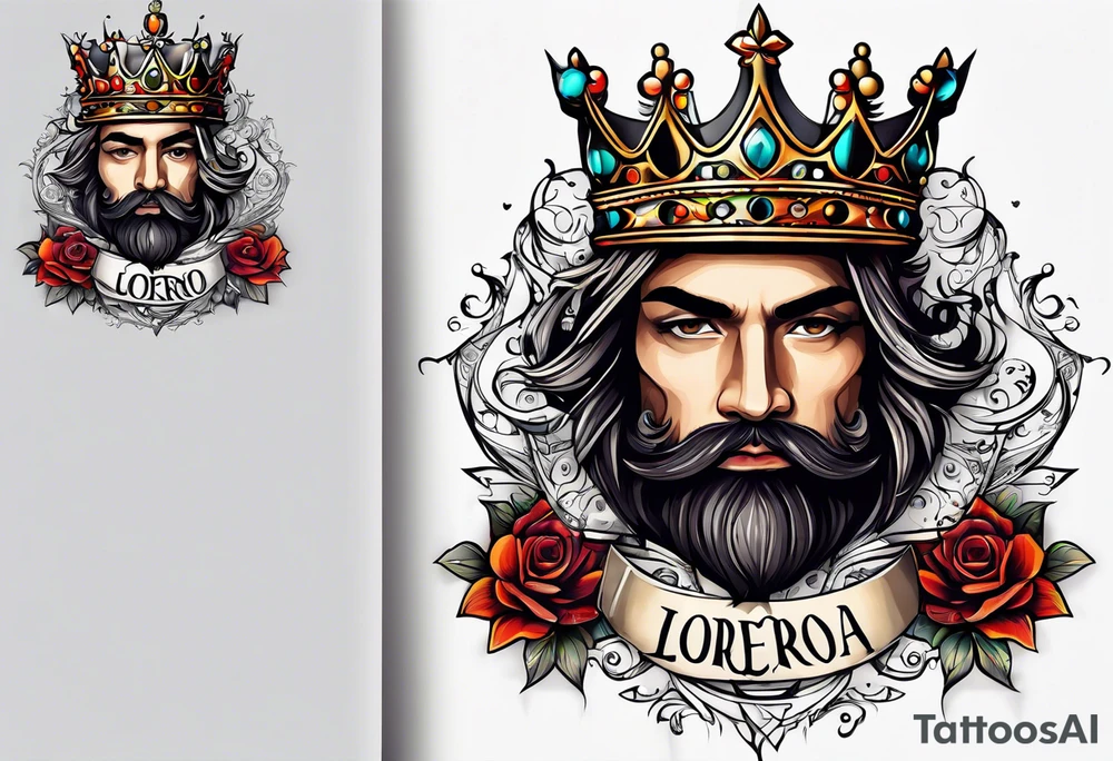 tatuaje con el nombre lorenzo y una corona en la letra final tattoo idea