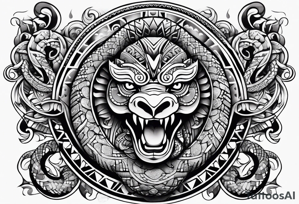 aztec snake sleeve tattoo idea