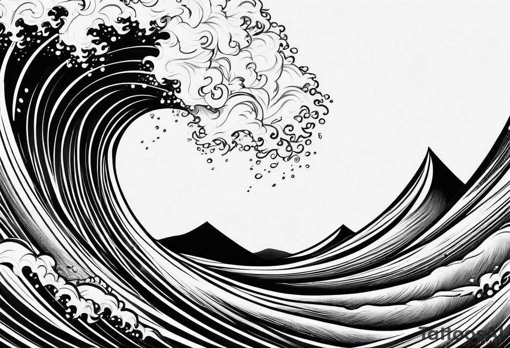 Full sleeve waves black with blue accent struggle perseverance tattoo idea