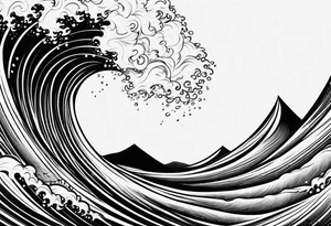 Full sleeve waves black with blue accent struggle perseverance tattoo idea