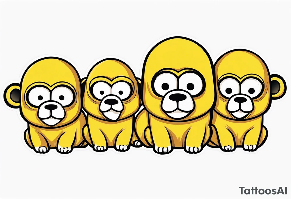 jake the dog from adventure time posed as the three wise monkey symbol tattoo idea