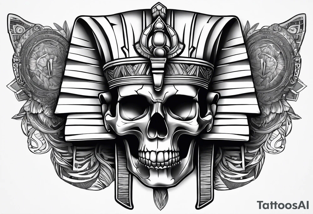 pharaoh skull realistic tattoo idea