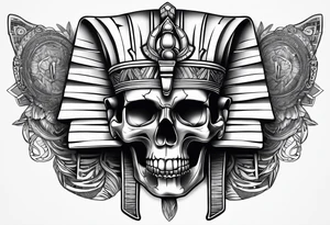 pharaoh skull realistic tattoo idea