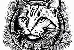 cat with cigar tattoo idea