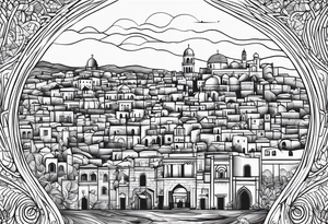 israel town  swirl vector tattoo idea