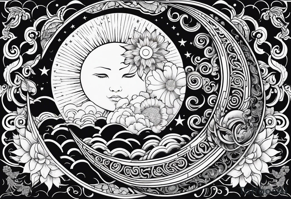 Sun and moon tattoo idea