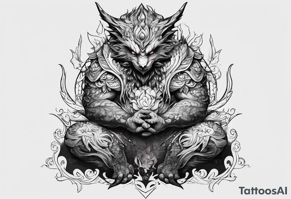 shadow monster sitting tattoo idea