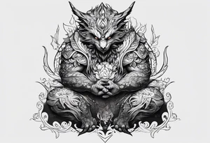shadow monster sitting tattoo idea