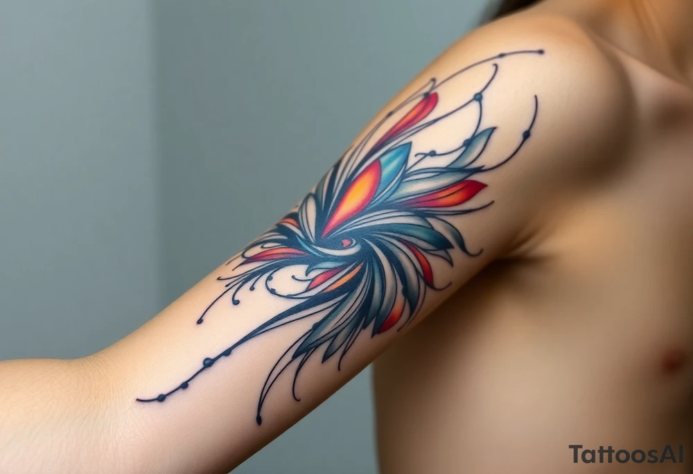 A tatuagem deve expressar força, liberdade e conexão com a multiplicidade da vida, incorporando elementos abstratos e fluidos, com linhas que sugiram movimento e transformação contínua. Evite clichês e busque um design original e significativo. tattoo idea