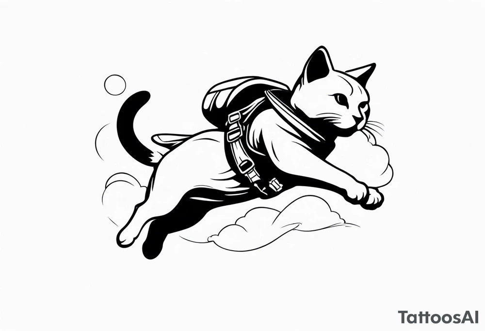 a cat going skydiving tattoo idea