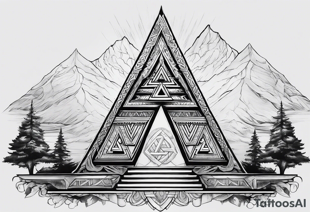 Valhalla steps Valknut sword tattoo idea
