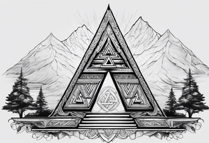 Valhalla steps Valknut sword tattoo idea