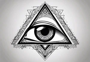 triangle tattoo with eye inside in arabic letters tattoo idea