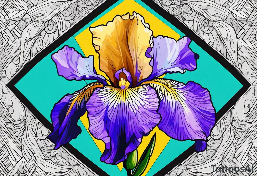 iris flower and birch tree and includes the following wording "fuck cancer"
with yellow, green and aquamarine colours tattoo idea