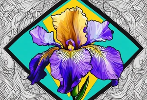 iris flower and birch tree and includes the following wording "fuck cancer"
with yellow, green and aquamarine colours tattoo idea
