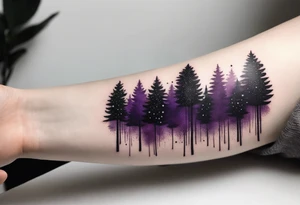 forest, abstract, on hand, no people, purple and black, full, no borders tattoo idea