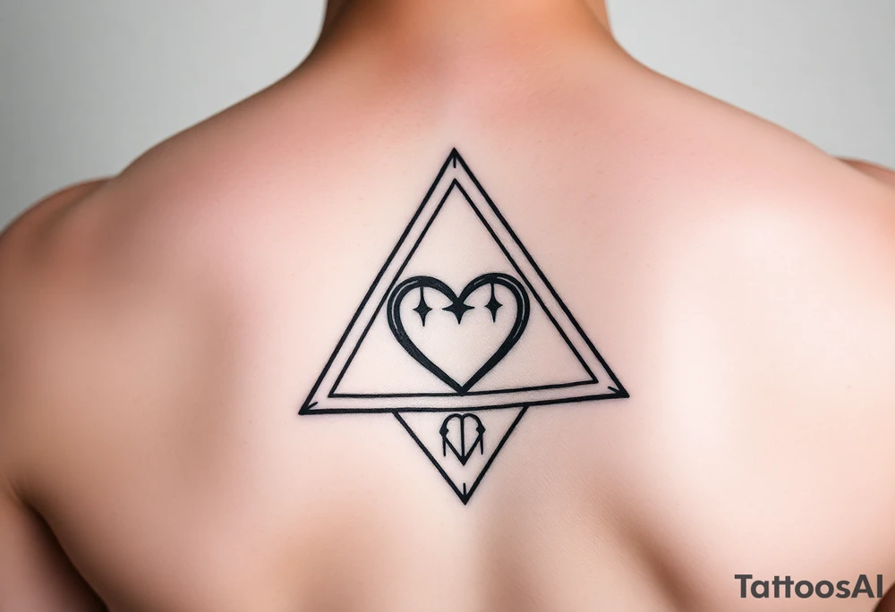A triangle with a heart in the middle tattoo idea