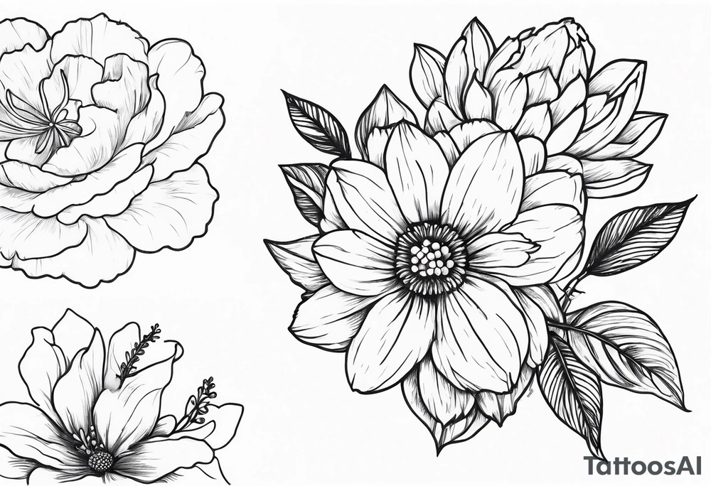 November birth flower and July birth flower in a bouquet tattoo idea