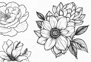 November birth flower and July birth flower in a bouquet tattoo idea