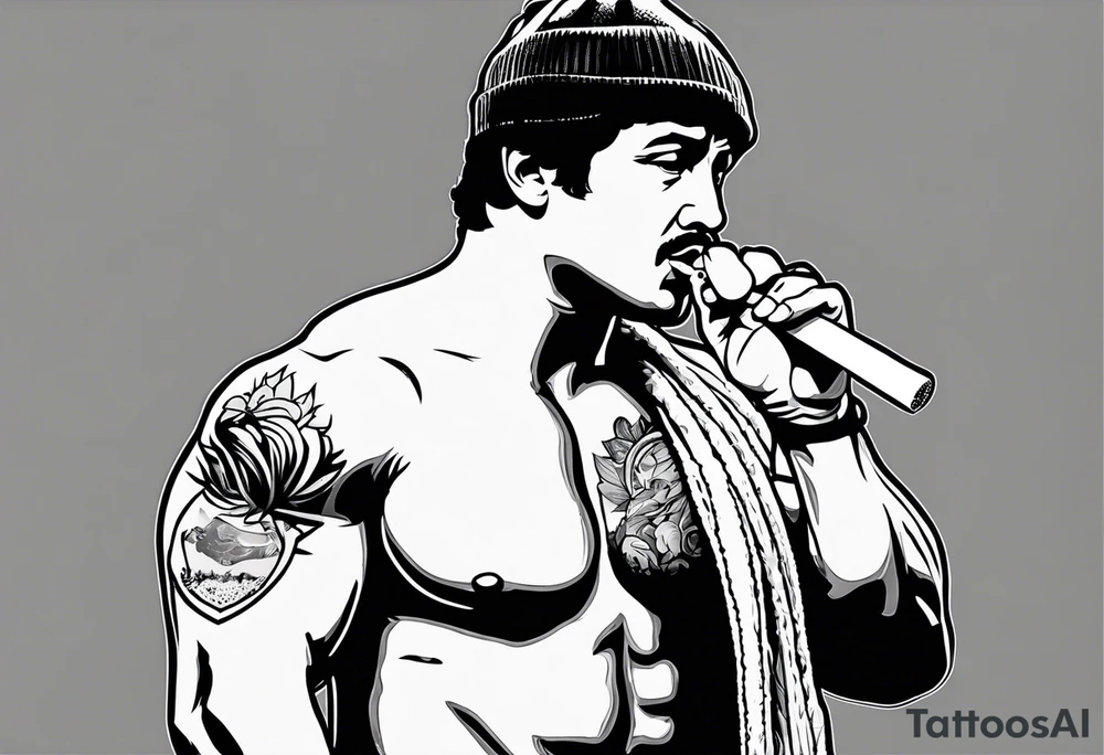 rocky balboa smoking cigarette tattoo idea