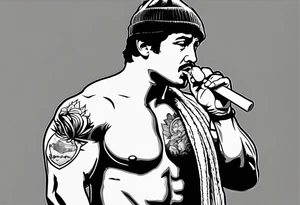 rocky balboa smoking cigarette tattoo idea