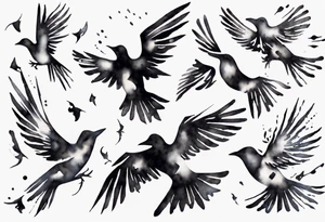 composition with birds flying free, puzzle piece tattoo idea