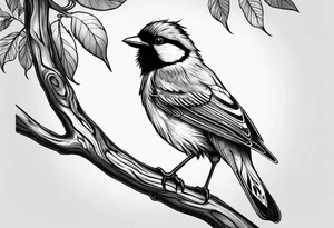 Bird powerfully looking while on a branch tattoo idea