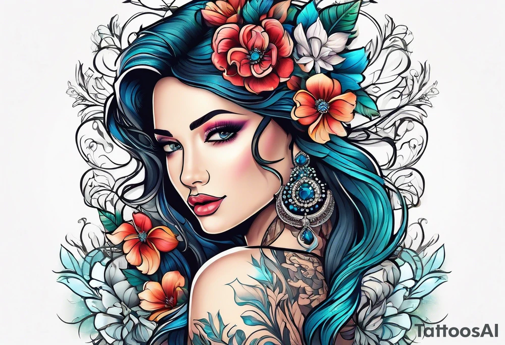 floral prints seamless tattoo idea