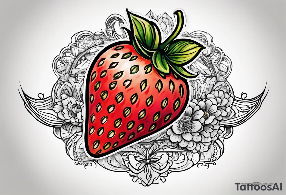 Individual Strawberry tattoo idea