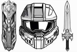 The helmet of master chief from the video game halo, incorporated with the energy sword from that video game tattoo idea